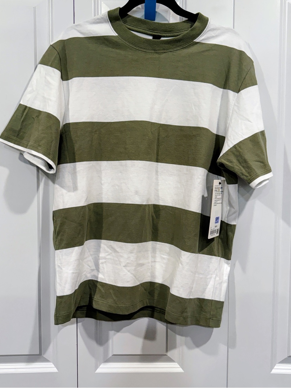 Lululemon Heavyweight Cotton Jersey Cotton T Shirt Stripes Green White Small NWT